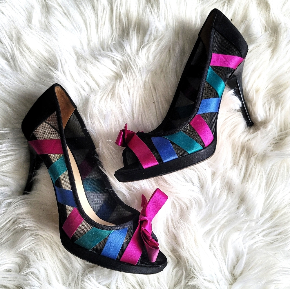 GIANNI MARRA Mesh Peep Toe Heels Size: 6.5